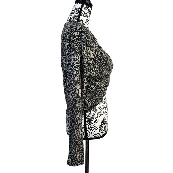 Poof New York | Leopard Print Twist Front Long Sleeve Cropped Shirt Large - Picture 5 of 6